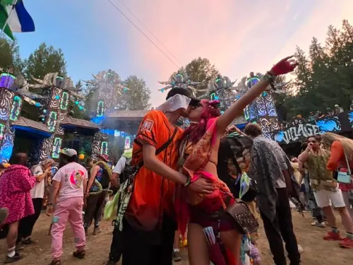 Couple kissing at Shambhala Music Festival, BC