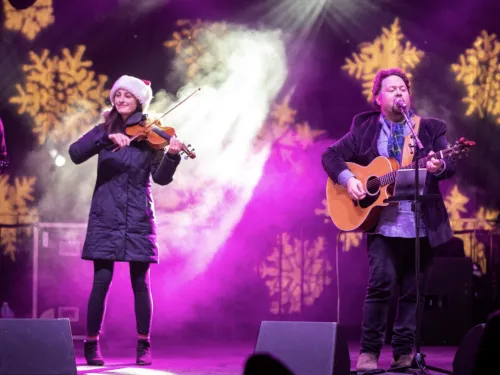 Musicians performing on mainstage at Surrey Tree Lighting Festival.