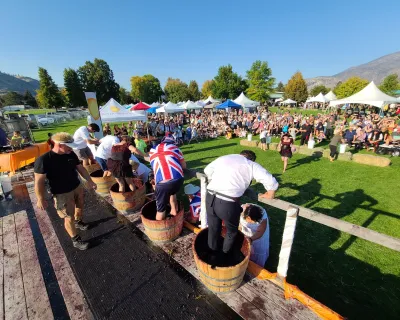 Grape stomping at Festival of the Grape, Osoyoos region BC